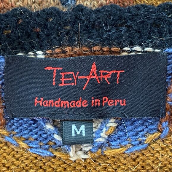 NWOT Rare Tey Art Alpaca Wool Blend Multicolored Knit Cardigan Size Medium - Picture 9 of 15
